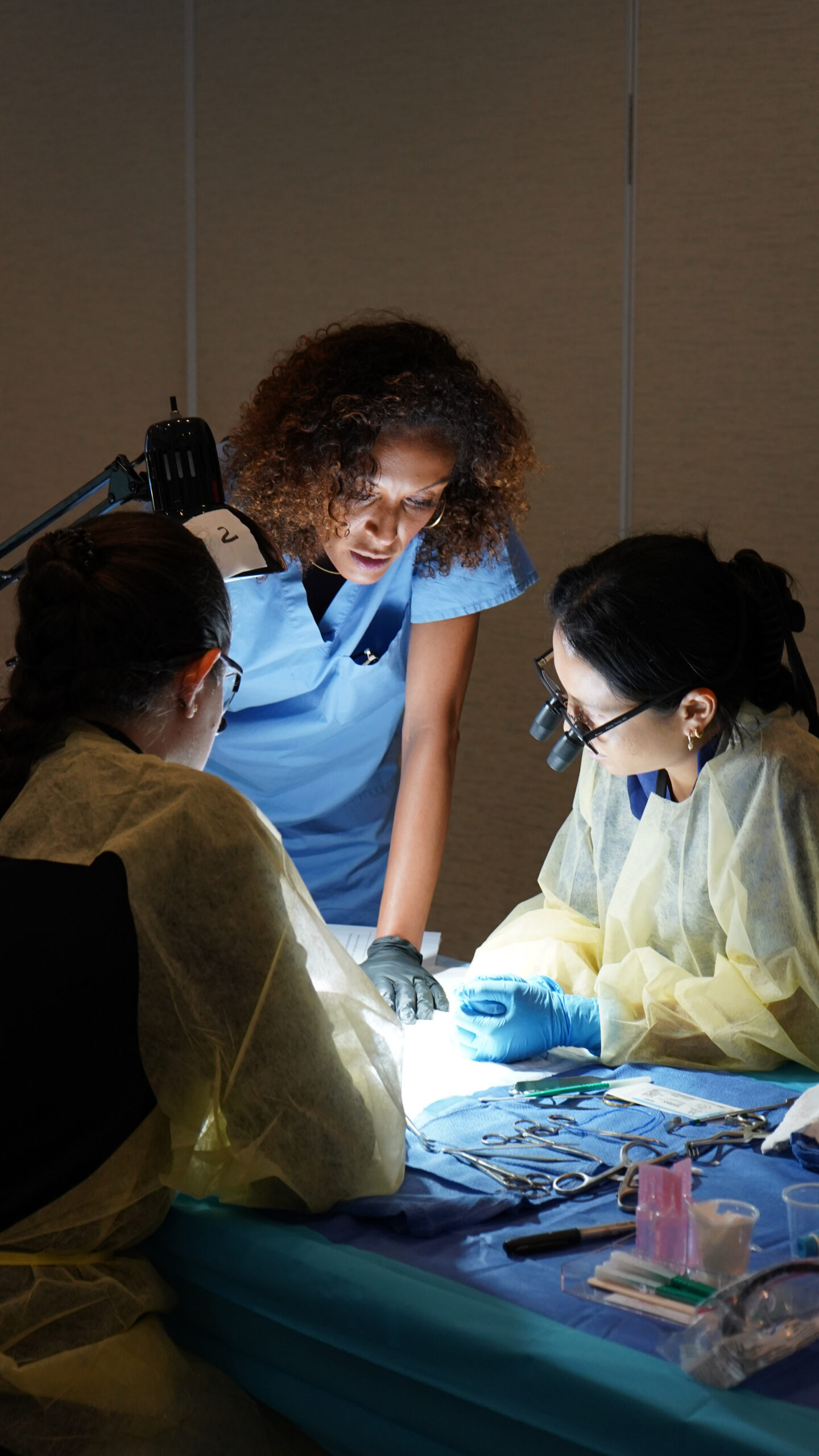 Dr Youssra Marjoua from The Cleveland Clinic instructing fellows at a orthopedic lab of the upper extremities.